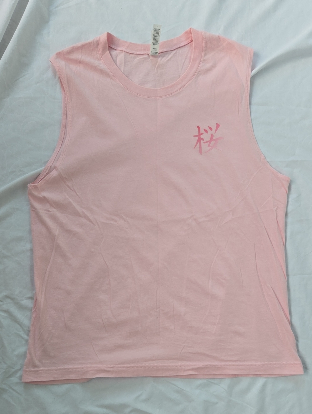Men's/Unisex Pink Muscle Tee Beautiful Graphic Of Cherry Blossom Flowers On Back
